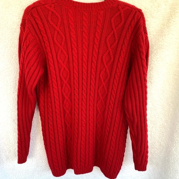 Vintage Karen Scott Red Fishermen Style Woven Cardigan Sweater - Picture 4 of 4